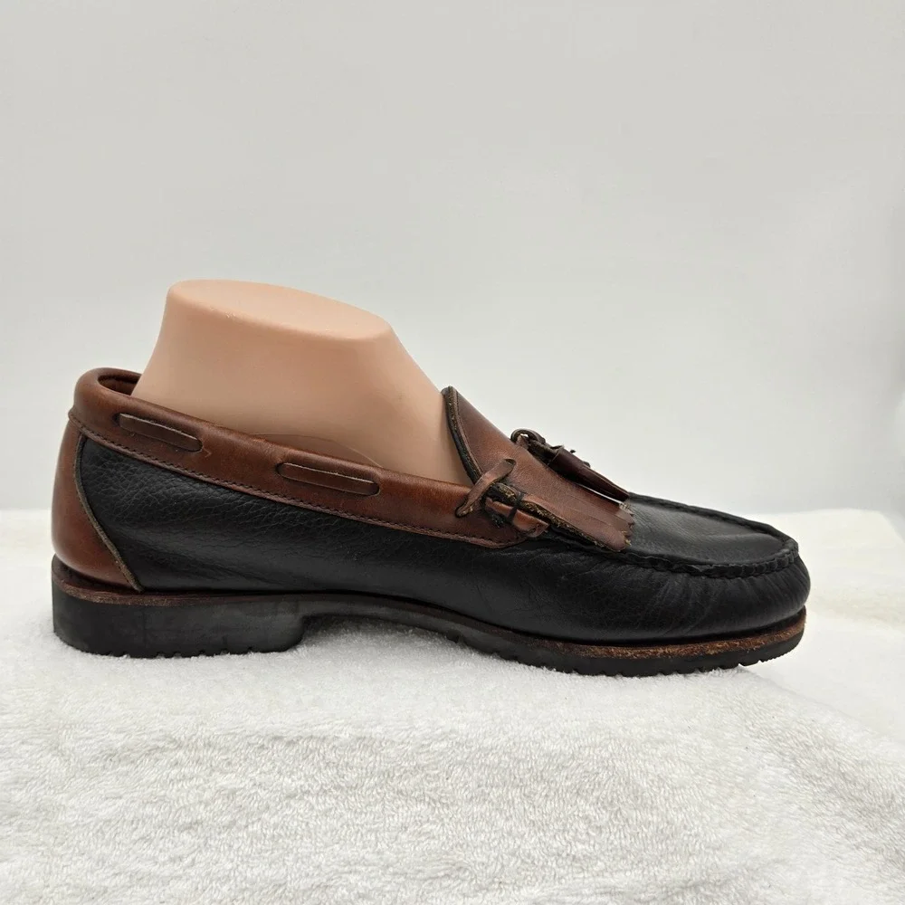 Allen Edmonds Nashua Mens Size 10 D Black/Brown Leather Kiltie Tassel Loafers